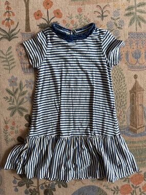 Mini Boden Blue and White Striped Dress